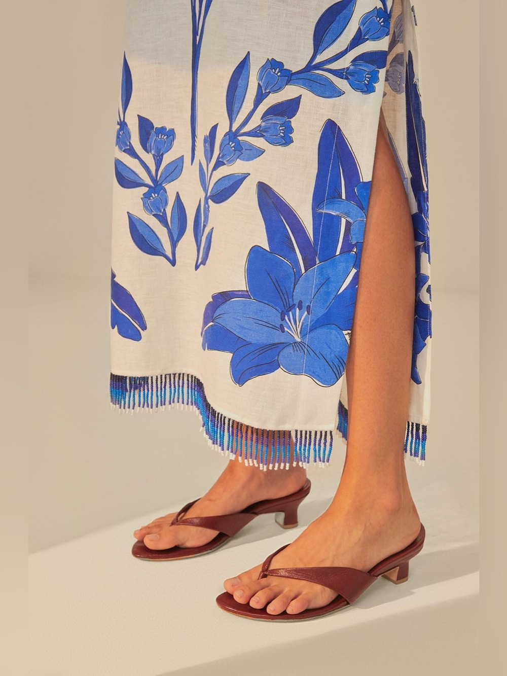 Farm Rio: Blue Yard Off-White Sleeveless Maxi Dress - Picture 4 of 11